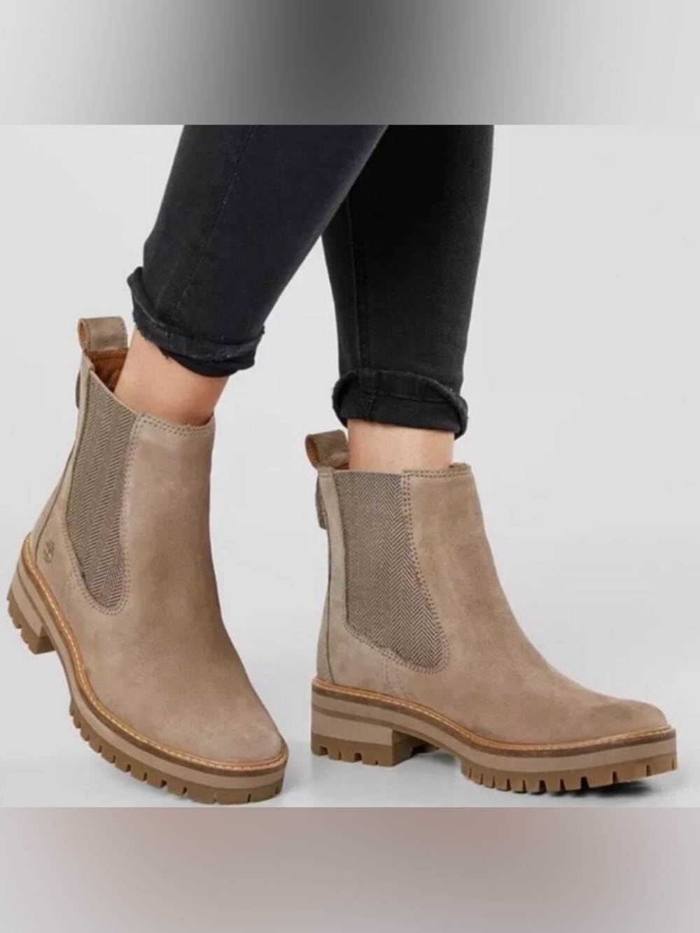 Timberland Taupe Suede Chelsea Lug Ankle Boots
